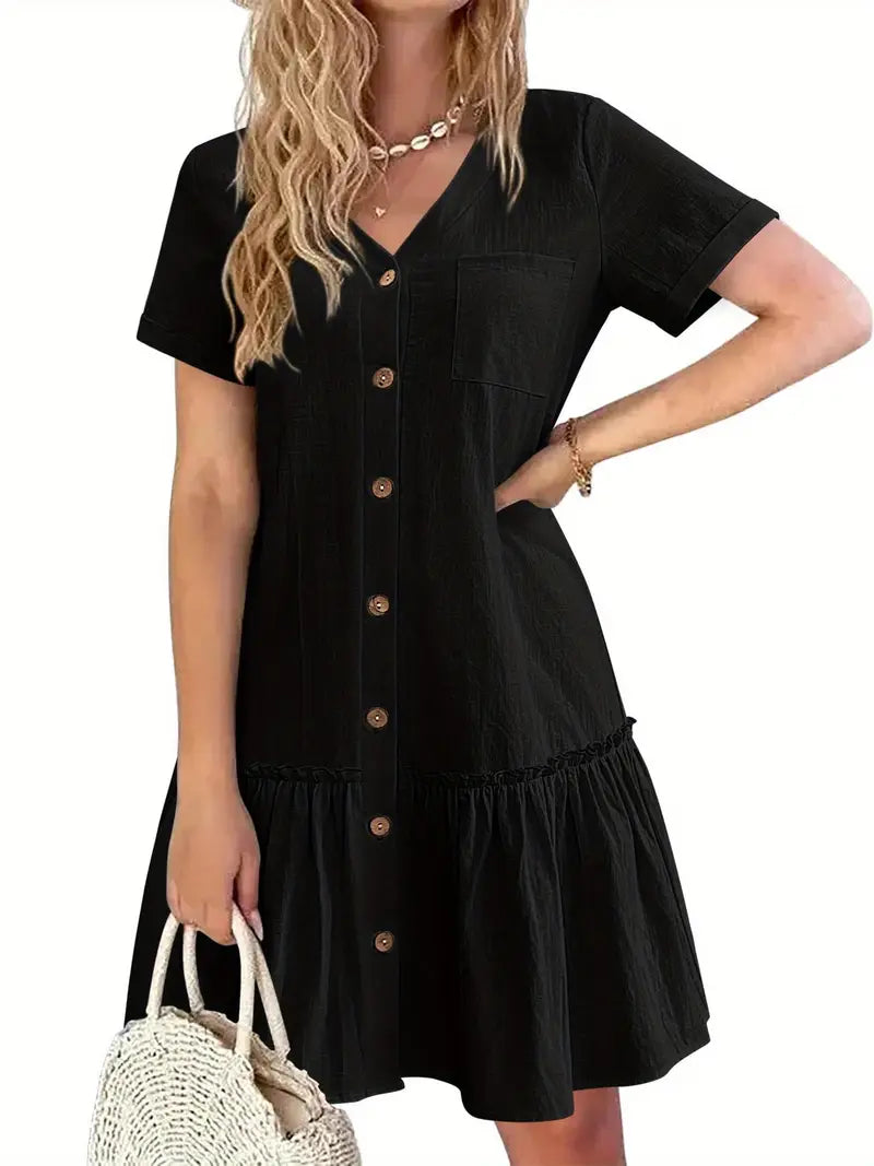 Cool Plain Black Mini Dress