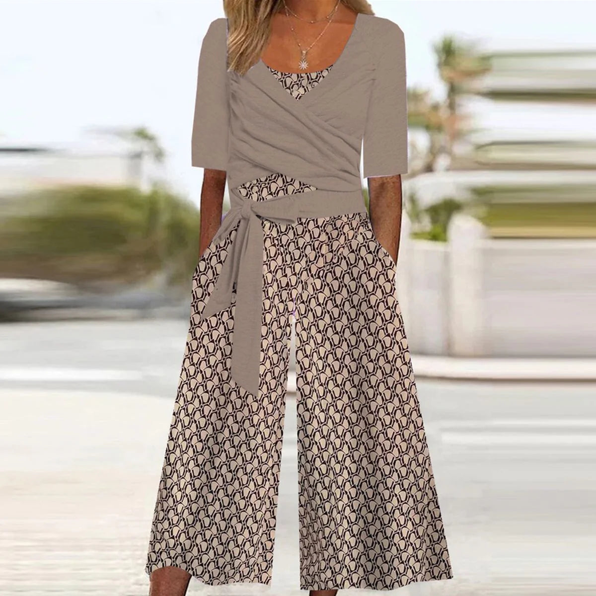 Unique Printed Side Pocket Jumpsuit