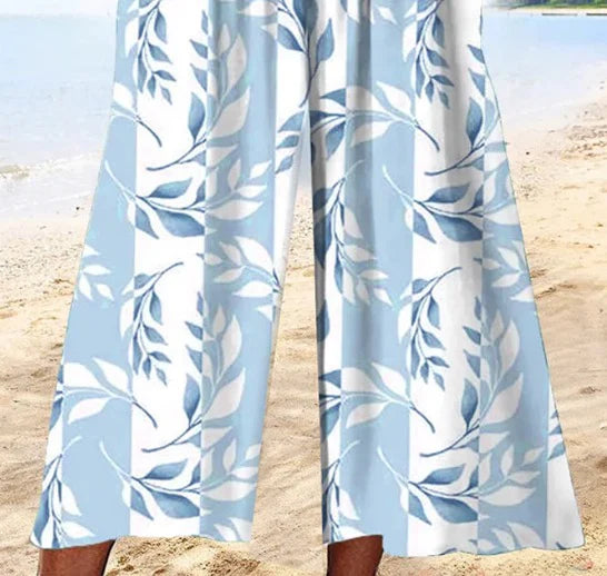 Blue V-Neck Side Pocket Jumpsuit