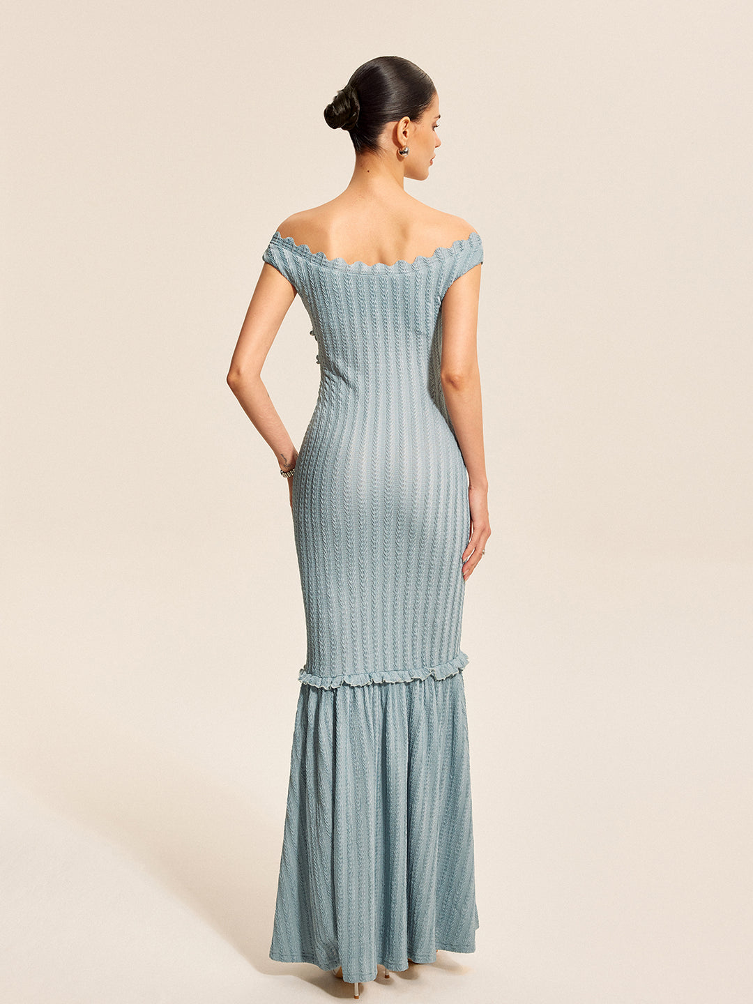 Elegant Off-Shoulder Ruffle Detail Dress