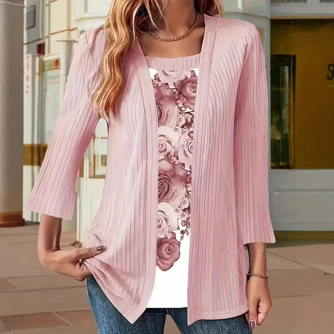 Fashion Top with Chest Print Long Sleeve Top