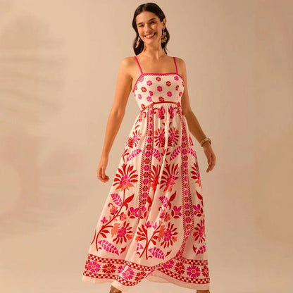 Summer New Floral Print Strap Dress