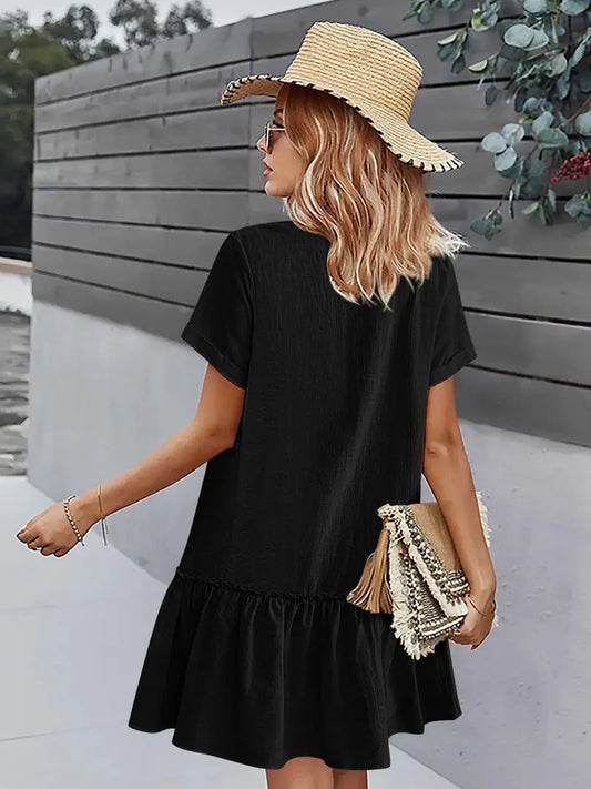 Cool Plain Black Mini Dress