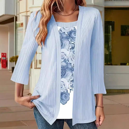 Fashion Top with Chest Print Long Sleeve Top