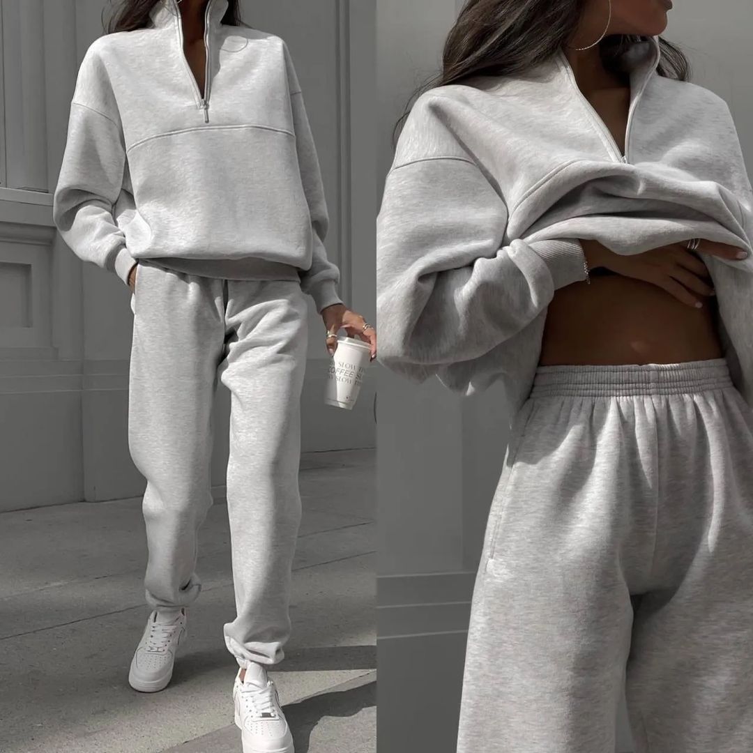 Thickened long sleeve sweatshirt two piece set