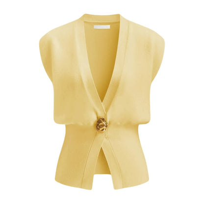 Popular V-Neck Buttoned Detail Sweater Vest