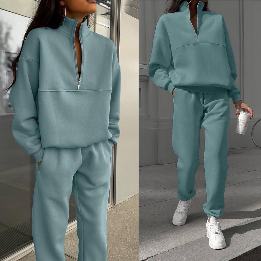 Thickened long sleeve sweatshirt two piece set