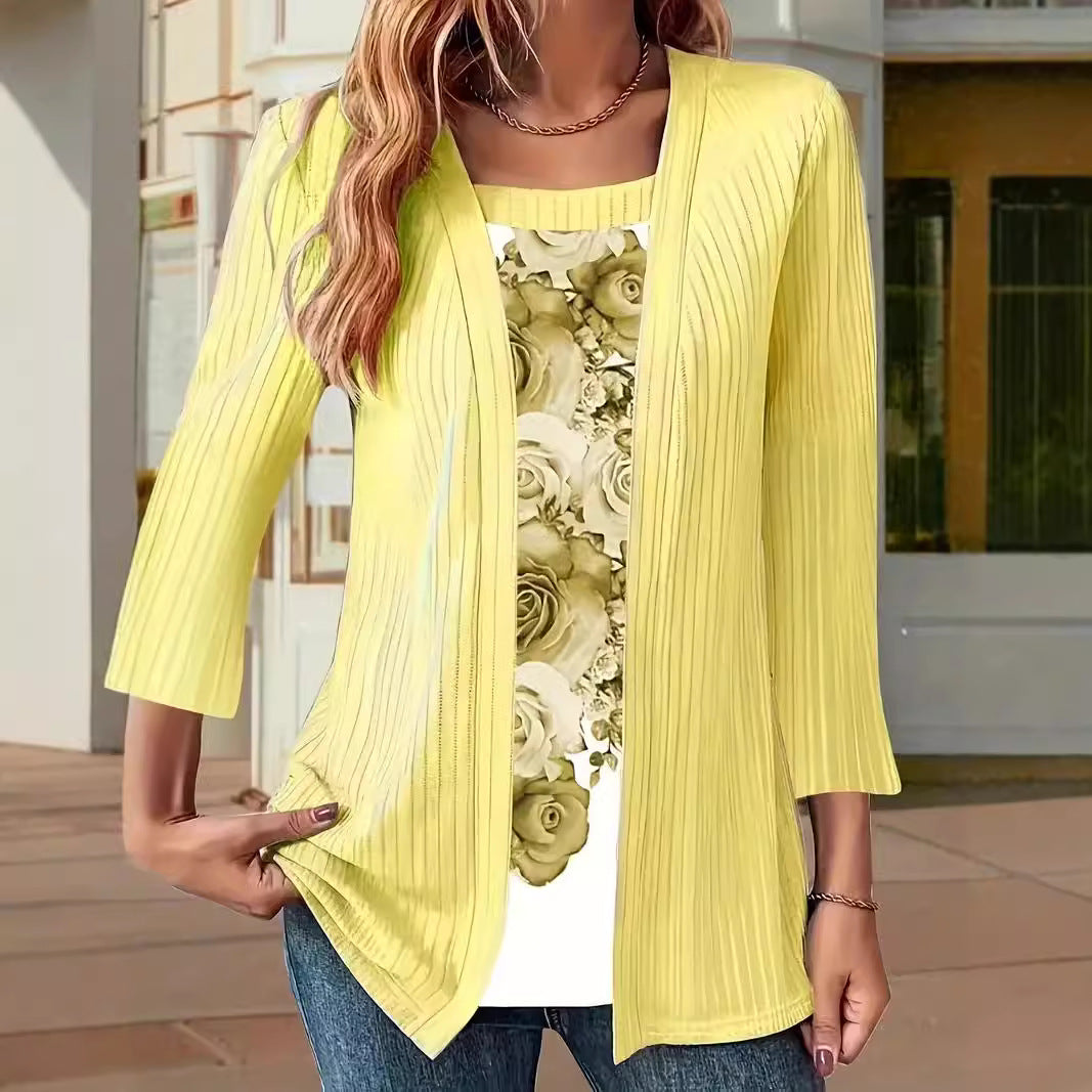 Fashion Top with Chest Print Long Sleeve Top