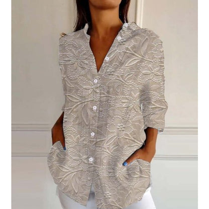Apricot Fresh Collared Long Sleeve Shirt
