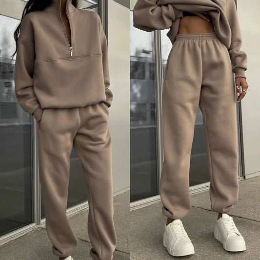 Thickened long sleeve sweatshirt two piece set