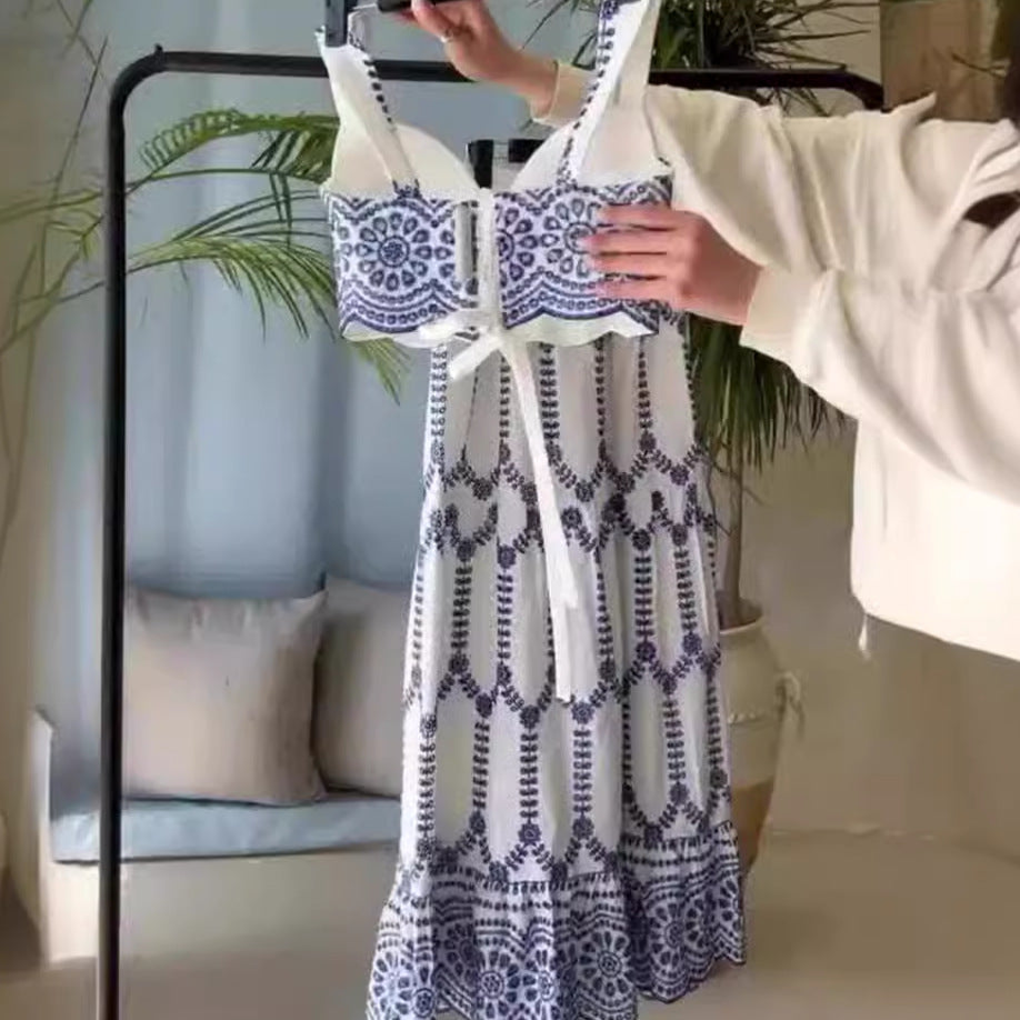 Summer Fashion Sexy Printed Lace-Up Bra and Skirt Two-Piece Set