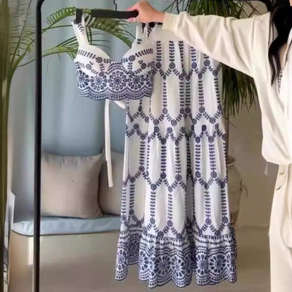 Summer Fashion Sexy Printed Lace-Up Bra and Skirt Two-Piece Set