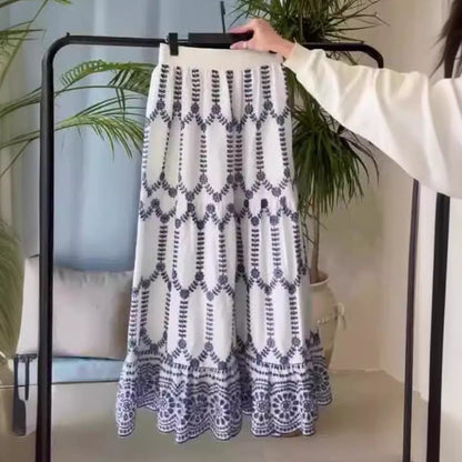 Summer Fashion Sexy Printed Lace-Up Bra and Skirt Two-Piece Set