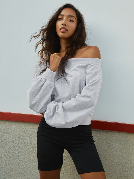 Asymmetric Off Shoulder Sweatshirt