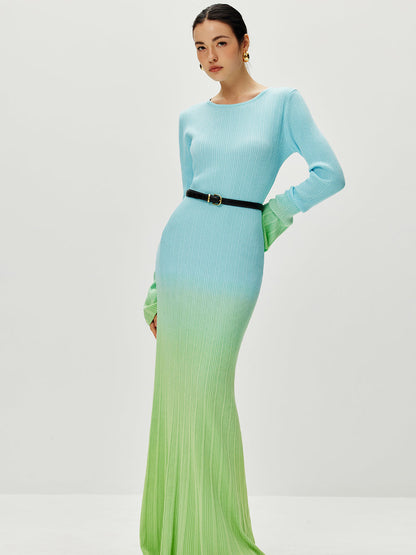 Ombre Sweater Long Dress Without Belt