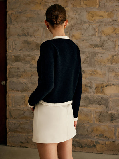 Contrast Trim Jersey Cardigan