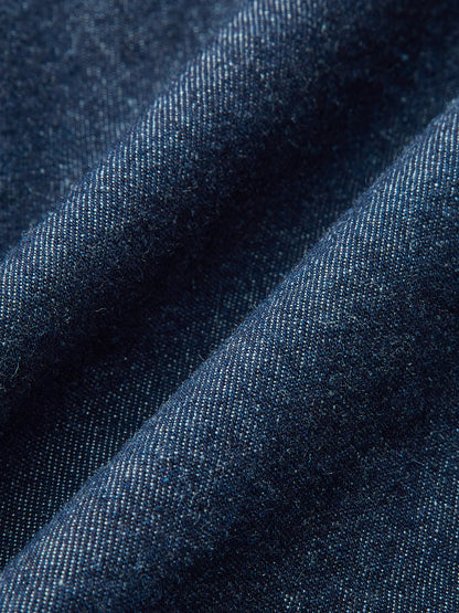 Popular Long Denim Shirt with Drawstring Waist