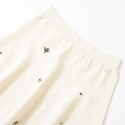 High-Waist Metal Detail Sweater Skirt