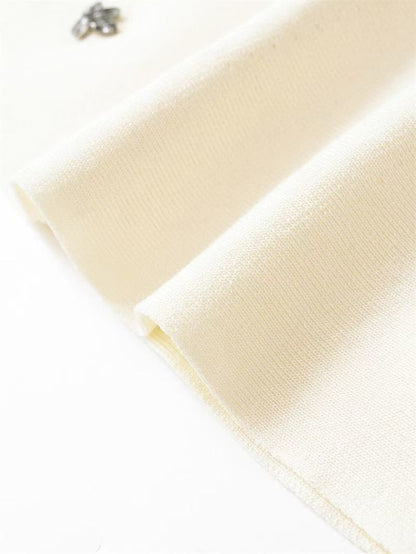 High-Waist Metal Detail Sweater Skirt