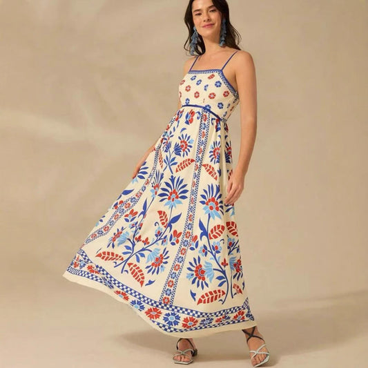 Summer New Floral Print Strap Dress