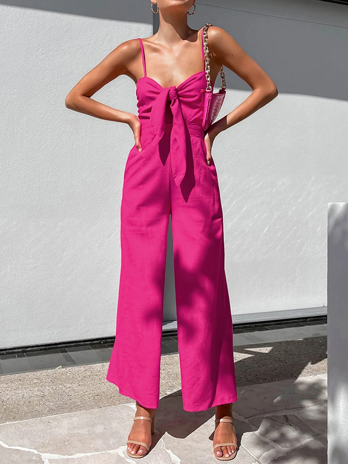 Pink Twist Detail Jumpsuit
