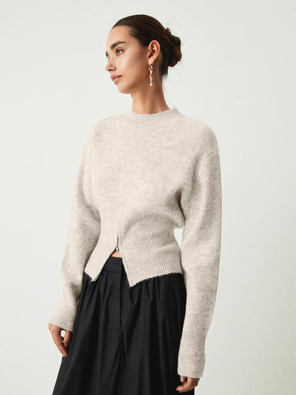 Casual Half Zip Fuzzy Sweater