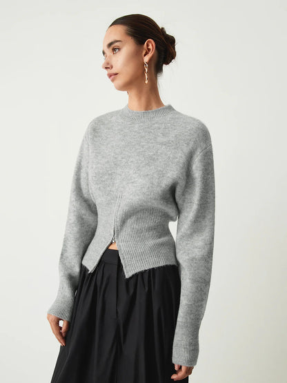 Casual Half Zip Fuzzy Sweater