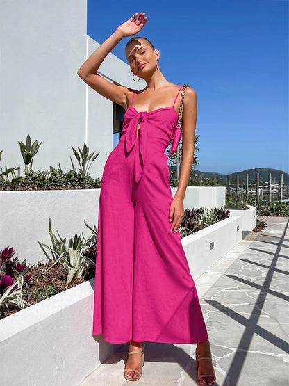 Pink Twist Detail Jumpsuit