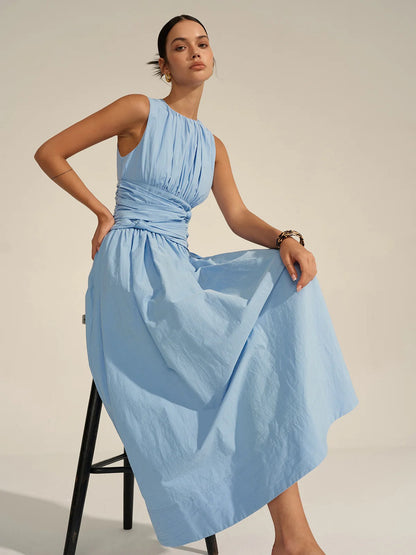 Fashion Ruched Waist Maxi Dress