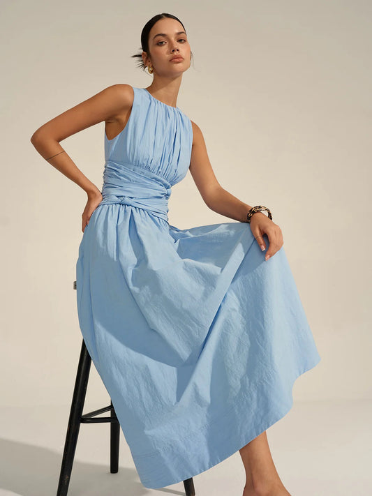 Fashion Ruched Waist Maxi Dress