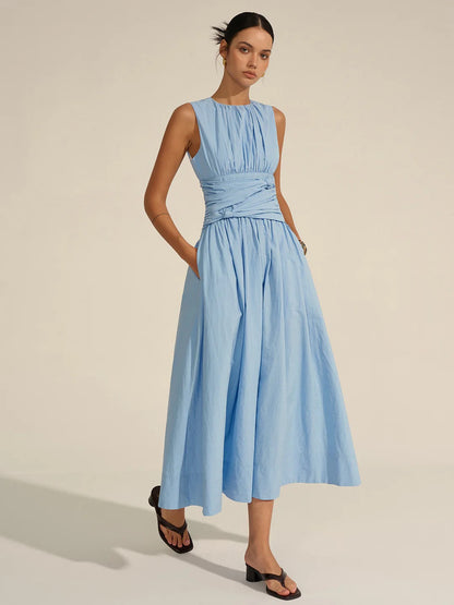 Fashion Ruched Waist Maxi Dress