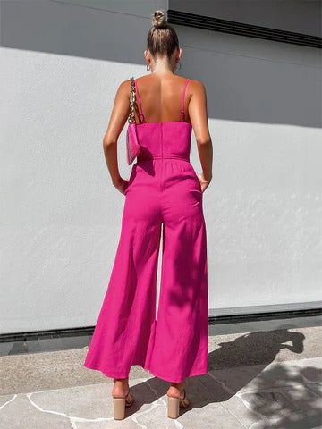 Pink Twist Detail Jumpsuit