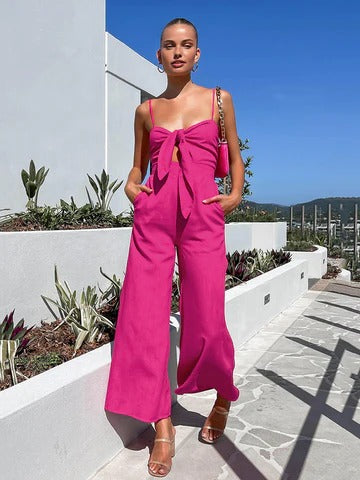 Pink Twist Detail Jumpsuit
